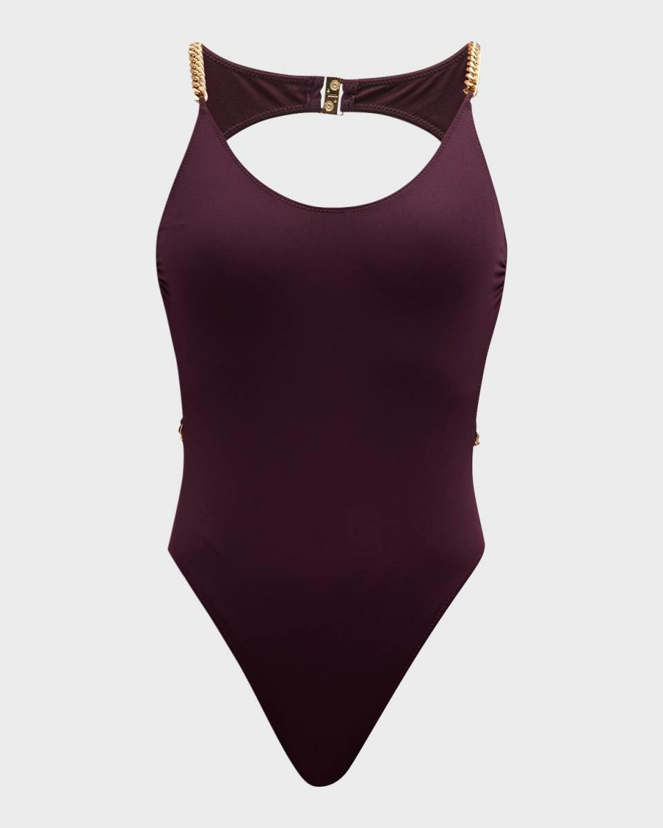 Falabella Chain Open-Back One-Piece Swimsuit